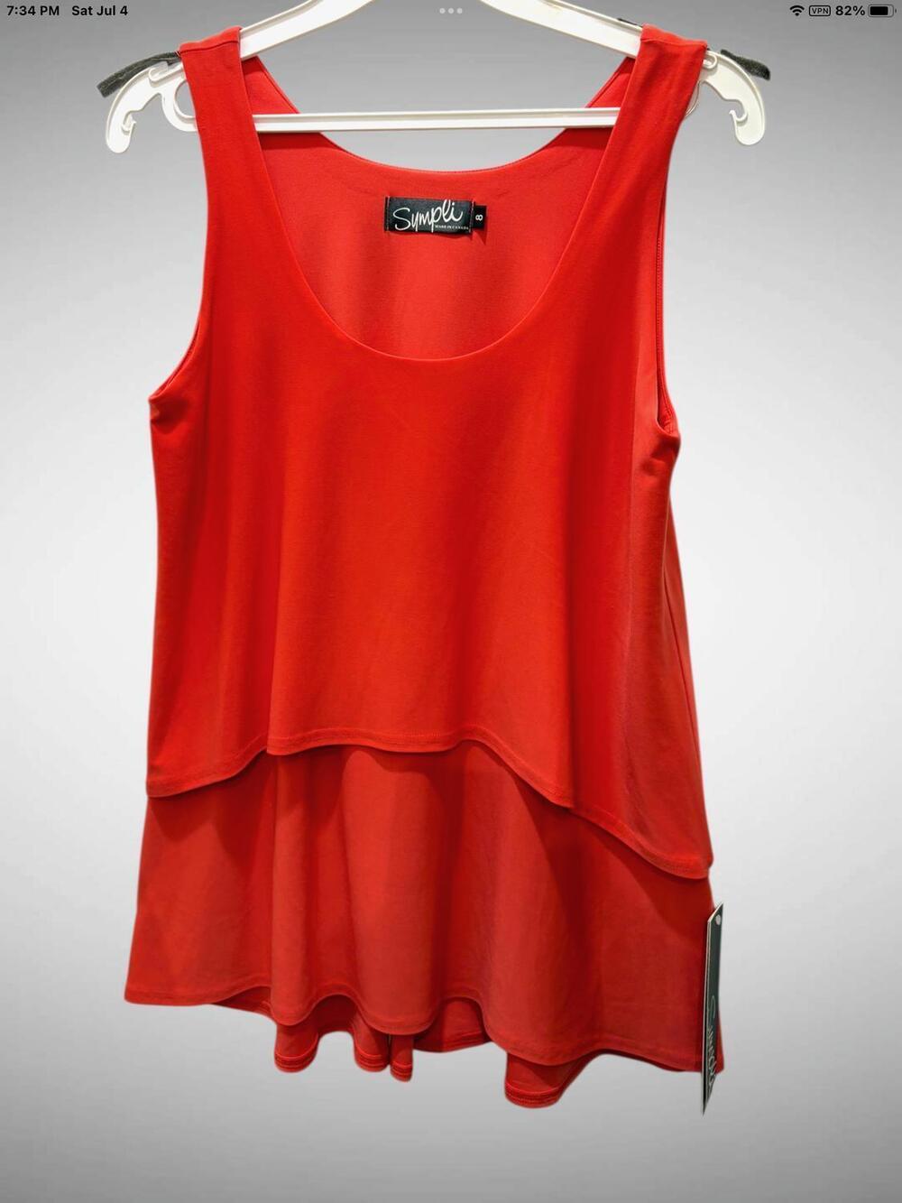 NEW SYMPLI women's sleeveless cascade top in mango
